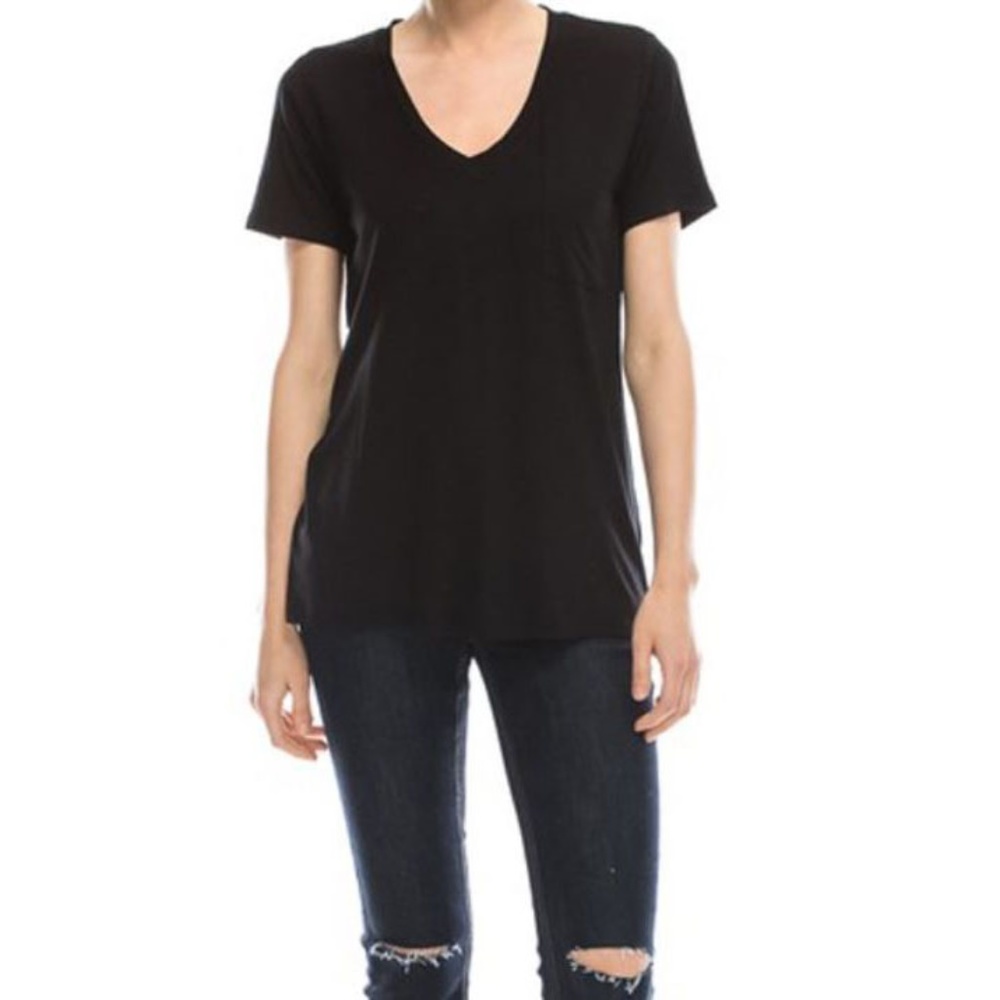 Black V Neck Pocket Tee